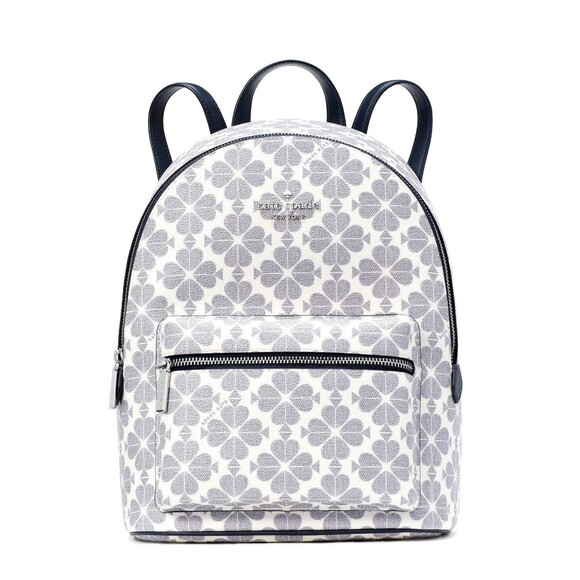New Kate Spade Spade Flower Medium Backpack Signature Logo Navy Multi - Picture 1 of 5